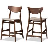 Latina Counter Stool in Gray Fabric & Walnut Finish (Set of 2)